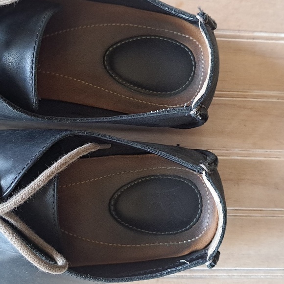 Clarks Janey Mae Blk Leather Oxford Flats  Gum Sole Lace Up Comfort Lightweight - Picture 3 of 11